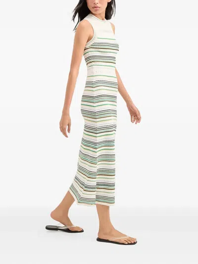Veronica Beard Dawna Striped Ribbed-knit Midi Dress In Multi