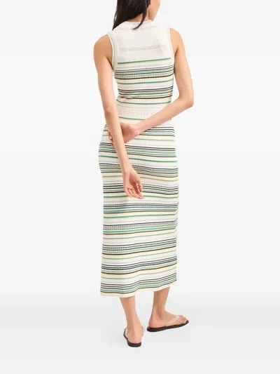 Veronica Beard Dawna Striped Ribbed-knit Midi Dress In Multi