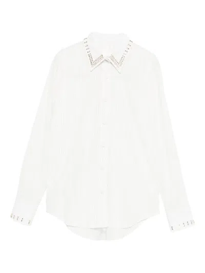 Trame Auree Embellished Striped Shirt In White