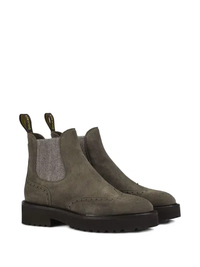 Doucal's Suede Brogue Chelsea Boots In Gray