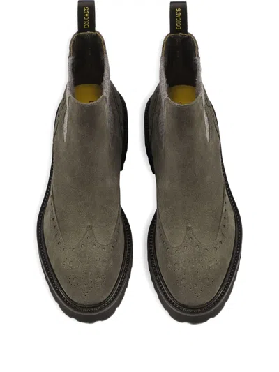 Doucal's Suede Brogue Chelsea Boots In Gray