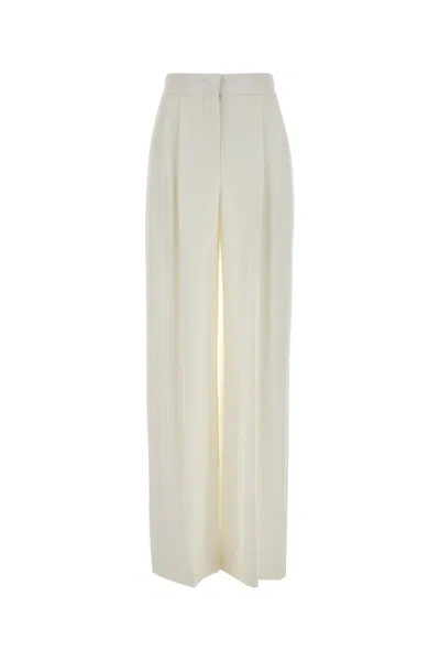Alberta Ferretti Pantalone Dalla Gamba Ampia In Crepe Stretch Bianco  Donna In White