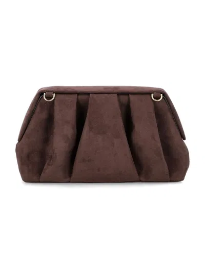 Themoirè Eco Suede Pleated Clutch Bag In Black