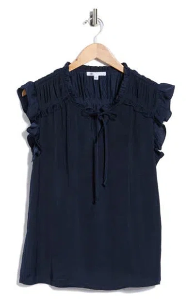 Dr2 By Daniel Rainn Ruffle Tie Neck Top In Multi