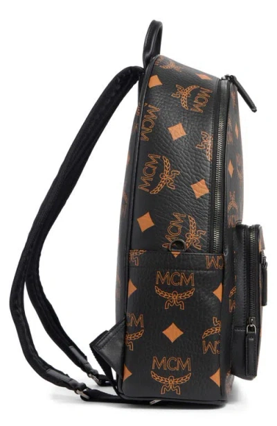 Mcm Stark Coated Canvas Monogram Backpack In Black