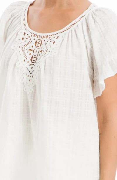 Max Studio Flutter Sleeve Crochet Top In White