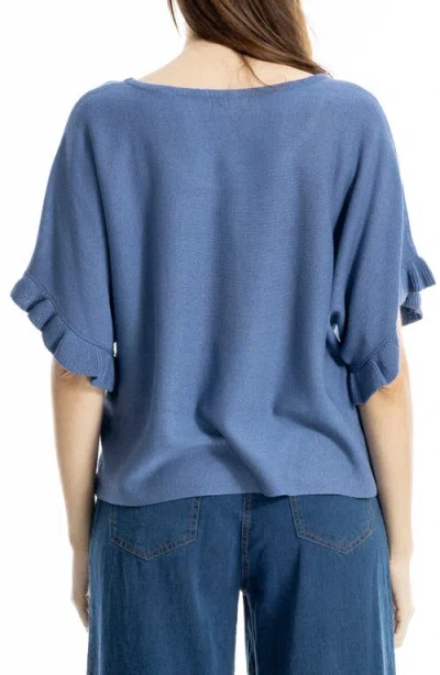 Max Studio Flutter Sleeve Sweater In Blue