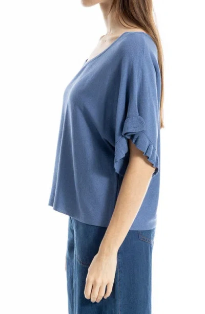 Max Studio Flutter Sleeve Sweater In Blue