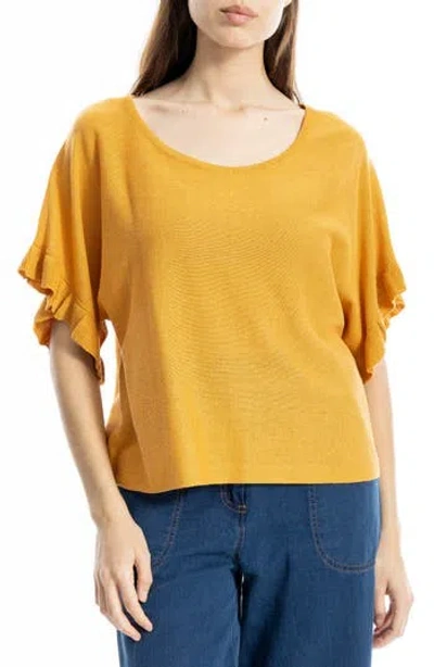 Max Studio Flutter Sleeve Sweater In Gold