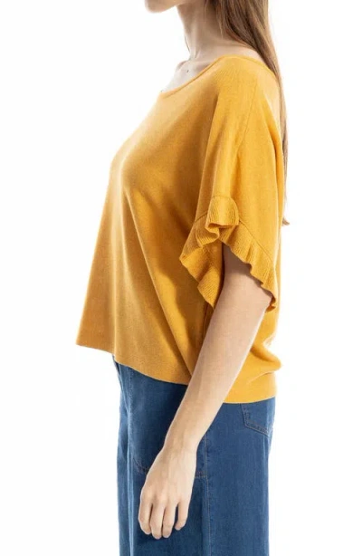 Max Studio Flutter Sleeve Sweater In Gold