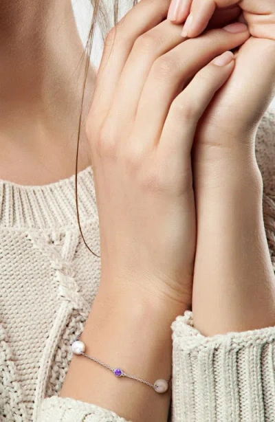 Delmar 8.5-9mm Cultured Freshwater Pearl & Stone Station Bracelet In Silver