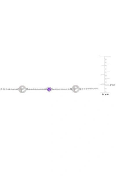 Delmar 8.5-9mm Cultured Freshwater Pearl & Stone Station Bracelet In Silver