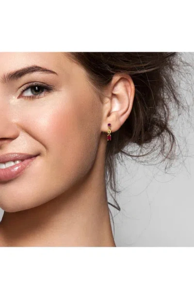 Delmar Created Ruby & Star Drop Earrings In Gold