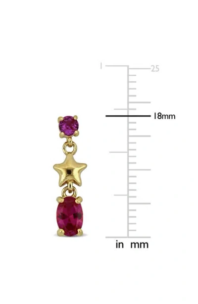 Delmar Created Ruby & Star Drop Earrings In Gold