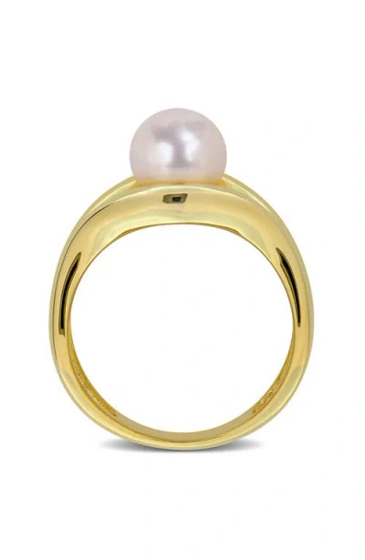 Delmar 7-7.5mm Cultured Freshwater Pearl Wavy Band Ring In Gold