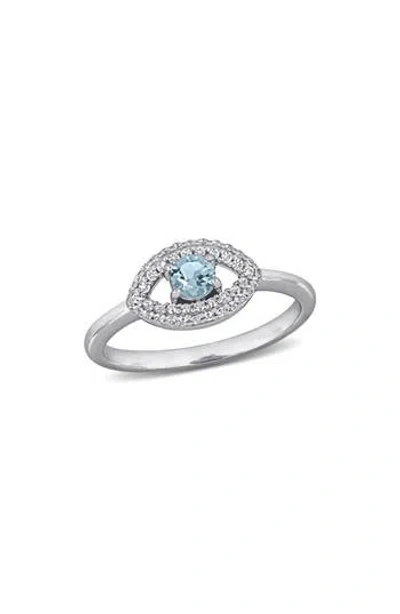 Delmar Blue Topaz & Created White Sapphire Ring In Metallic