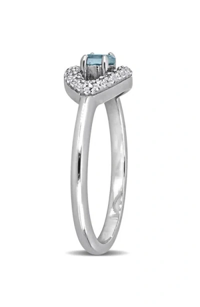 Delmar Blue Topaz & Created White Sapphire Ring In Metallic