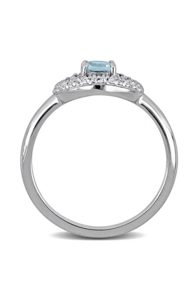 Delmar Blue Topaz & Created White Sapphire Ring In Metallic