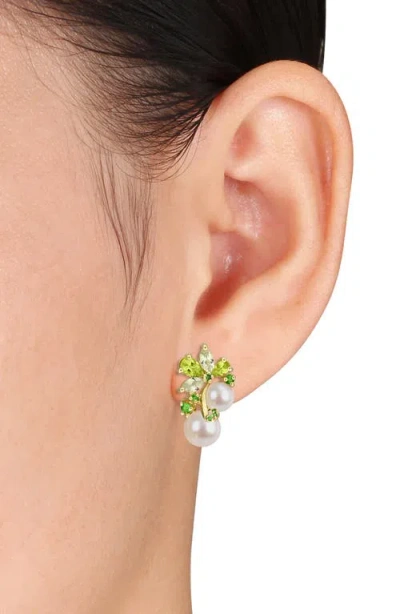 Delmar 6-8.5mm Cultured Freshwater Pearl & Gemstone Cluster Earrings In Gold