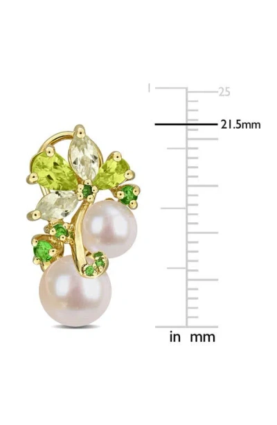 Delmar 6-8.5mm Cultured Freshwater Pearl & Gemstone Cluster Earrings In Gold