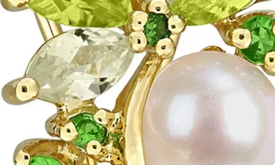 Delmar 6-8.5mm Cultured Freshwater Pearl & Gemstone Cluster Earrings In Gold