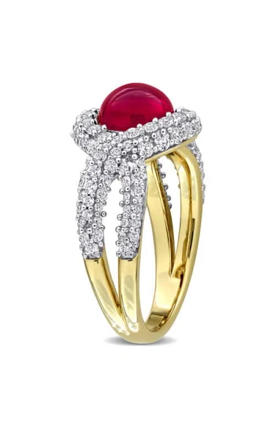 Delmar Created Ruby & Created White Sapphire Twist Band Ring In Metallic