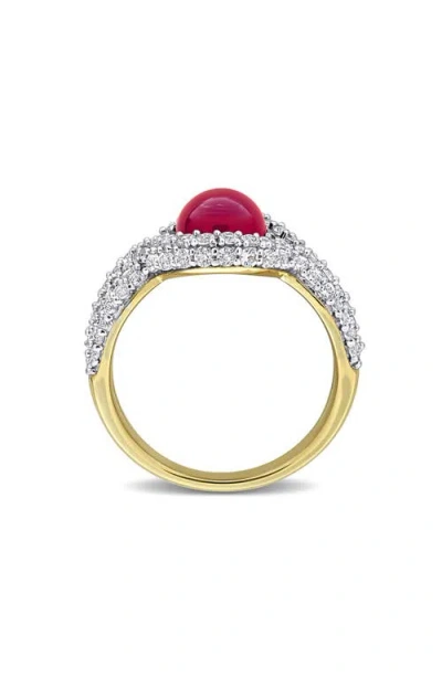 Delmar Created Ruby & Created White Sapphire Twist Band Ring In Metallic
