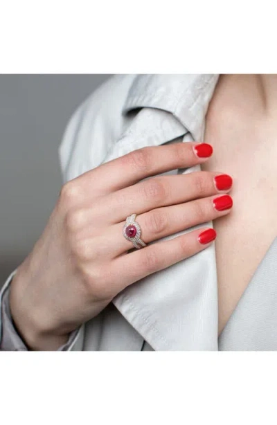 Delmar Created Ruby & Created White Sapphire Twist Band Ring In Metallic