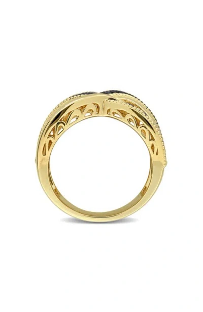 Delmar Black Diamond Crisscross Ring In Gold