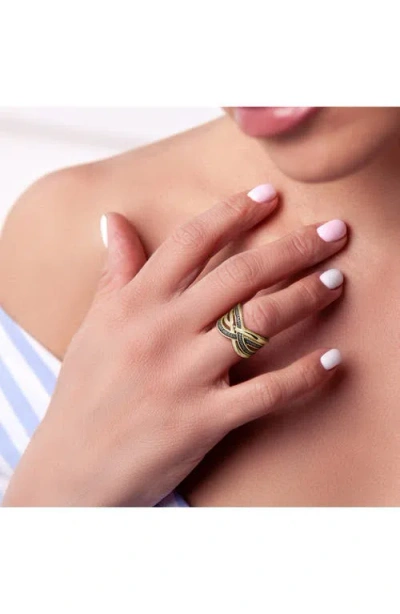 Delmar Black Diamond Crisscross Ring In Gold