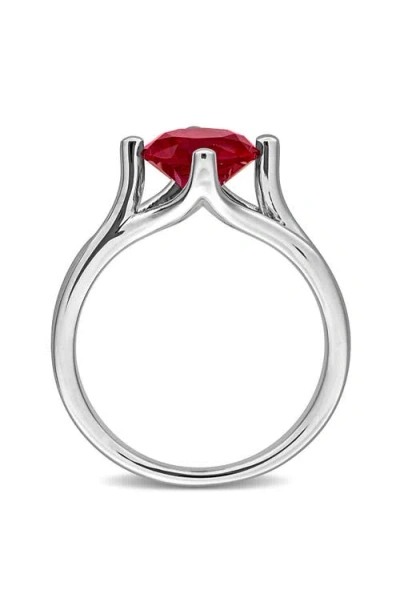 Delmar Created Ruby Solitaire Ring In Red