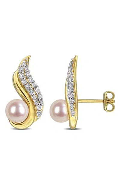 Delmar 6-6.5mm Cultured Freshwater Pearl Stud Earrings In Gold