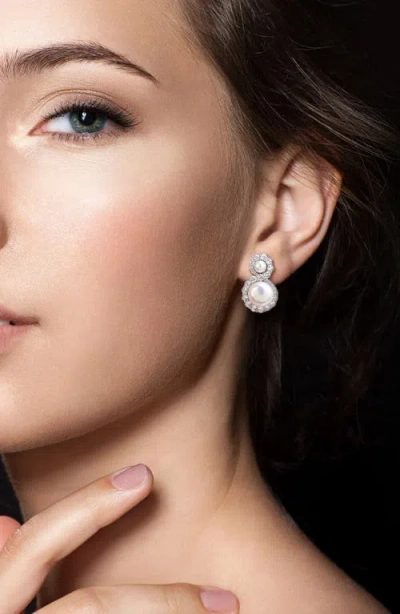 Delmar 4-8.5mm Cultured Freshwater Pearl & White Topaz Stud Earrings In Silver