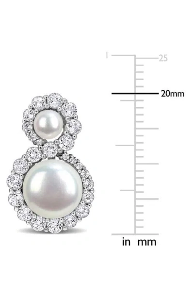 Delmar 4-8.5mm Cultured Freshwater Pearl & White Topaz Stud Earrings In Silver