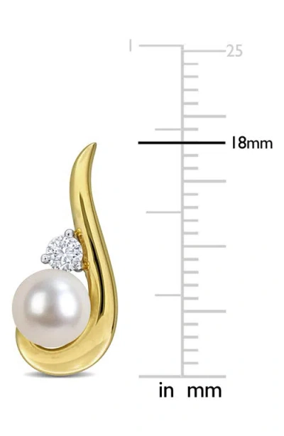 Delmar 6-6.5mm Cultured Freshwater Pearl & White Sapphire Stud Earrings In Gold