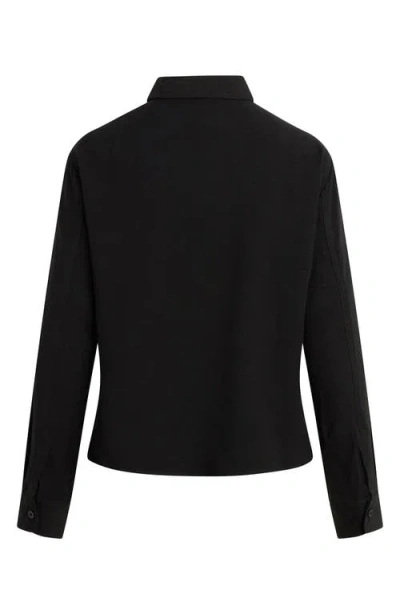 Hudson Long Sleeve Knotted Button Down Shirt In Black In Black