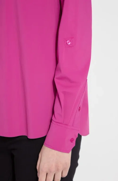 Lyssé Roll Tab Button Down Shirt In Fuchsia In Purple