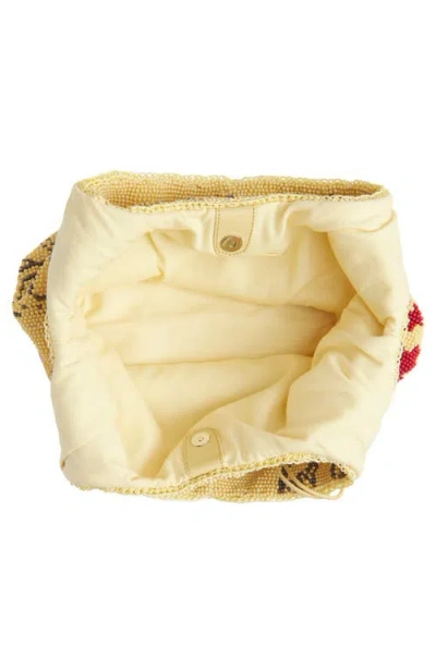 Jw Anderson Light Yellow Beaded Mini Shoulder Bag In Multi