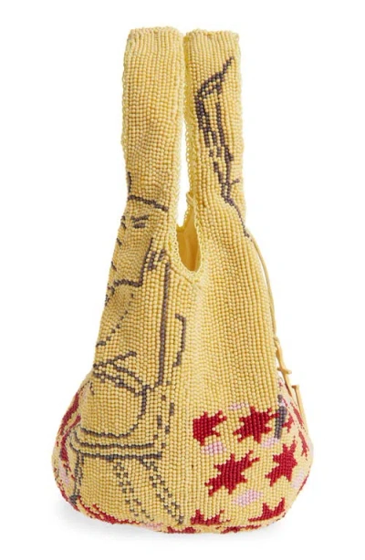 Jw Anderson Light Yellow Beaded Mini Shoulder Bag In Multi