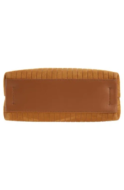 Jw Anderson Jwa Corner Small Chain-embellished Ribbed Nubuck Shoulder Bag In Brown