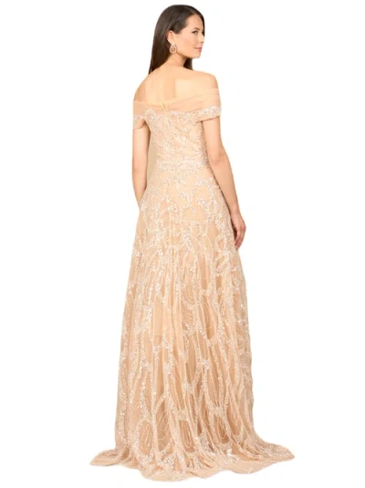 Lara New York Off Shoulder A-line Gown In Neutral
