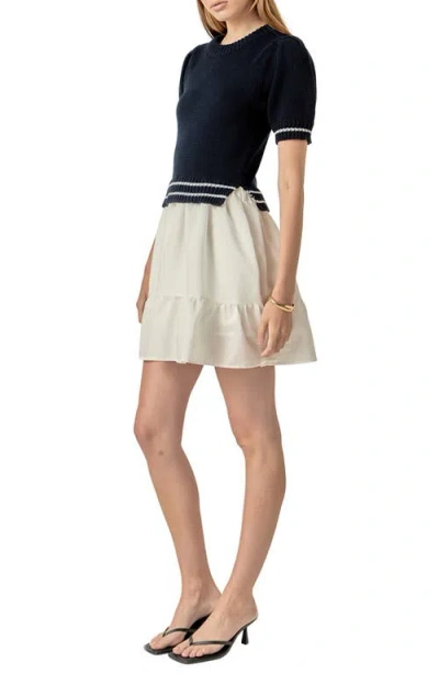 English Factory Mixed Media Minidress In Multi