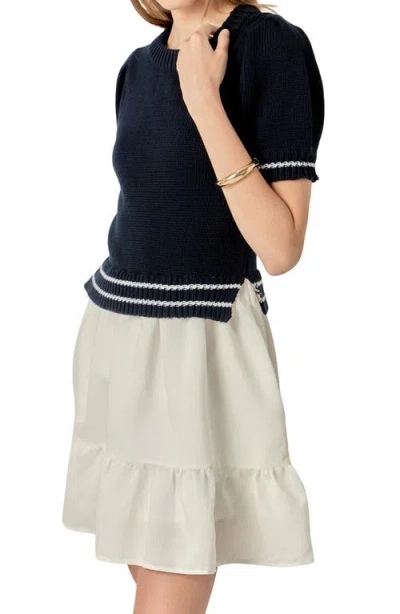 English Factory Mixed Media Minidress In Multi