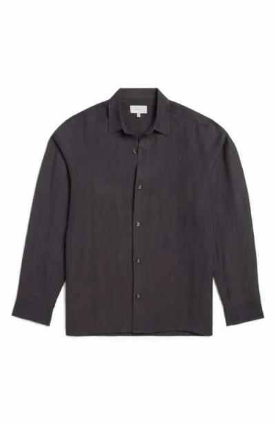 Auto-reply™ Andrew Linen Blend Button-up Shirt In Black