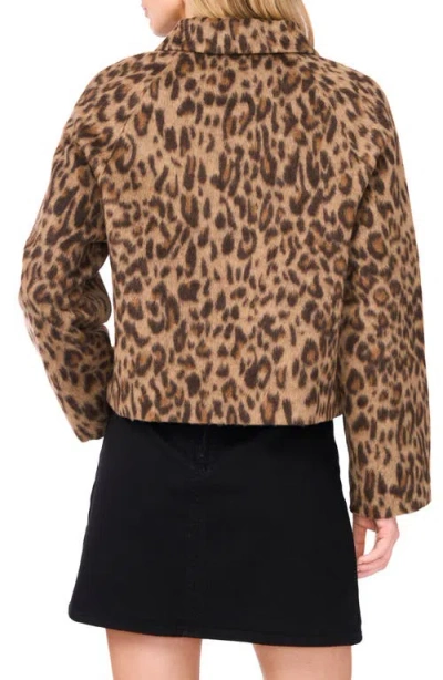Vince Camuto Leoprad Print Brushed Button Front Jacket In Brown