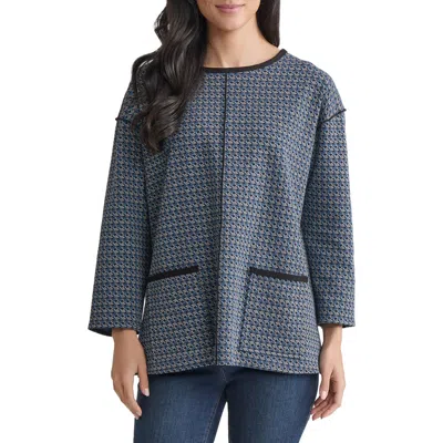 Jones New York Binding Edge Pocket Top In Blue