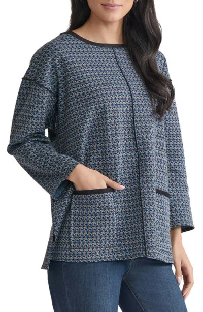 Jones New York Binding Edge Pocket Top In Blue