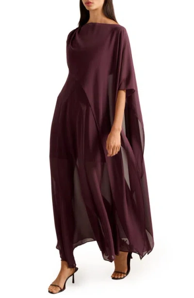 Ever New Honey Sheer Maxi Dress With Cape In Red