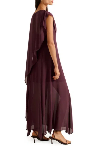 Ever New Honey Sheer Maxi Dress With Cape In Red