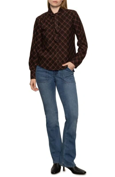Sanctuary Autumn Plaid Button-up Shirt In Cocoa Plaid In Gold